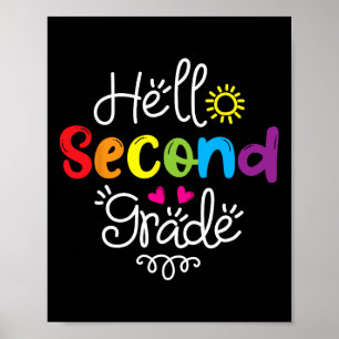 Hello Second Grade  Fun 2nd Grade Back to School G Poster