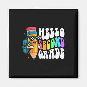 Hello Second Grade Fun Pencil Back To School Team Magnet