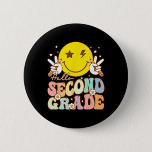 Hello Second Grade Fun Smile Face 2nd Grade Byck T 6 Cm Round Badge