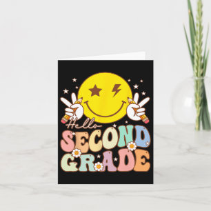 Hello Second Grade Fun Smile Face 2nd Grade Byck T Card