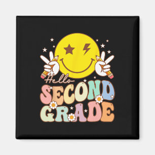 Hello Second Grade Fun Smile Face 2nd Grade Byck T Magnet