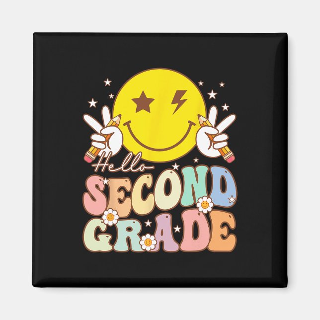 Hello Second Grade Fun Smile Face 2nd Grade Byck T Magnet (Front)