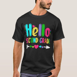 Hello Second Grade Heart Arrow Teacher Student Bac T-Shirt