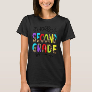 Hello Second Grade Leopard Back To School Teacher T-Shirt