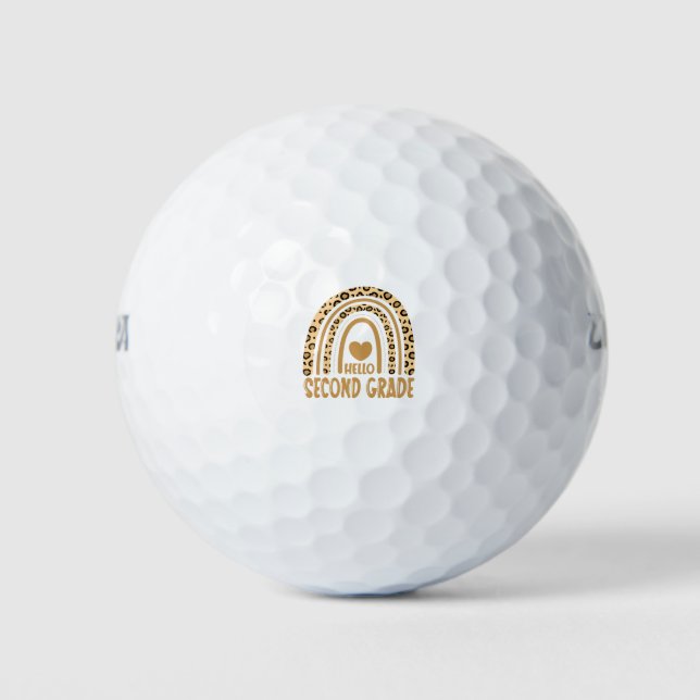 Hello Second Grade-Leopard Rainbow-Back to School Golf Balls (Front)