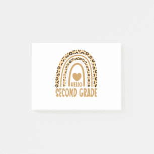 Hello Second Grade-Leopard Rainbow-Back to School Post-it Notes