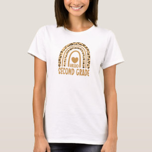 Hello Second Grade-Leopard Rainbow-Back to School T-Shirt