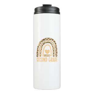 Hello Second Grade-Leopard Rainbow-Back to School Thermal Tumbler