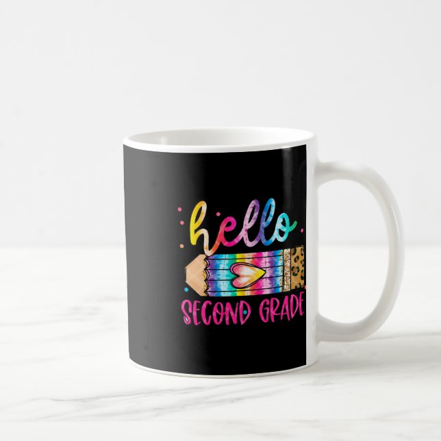 Hello Second Grade Leopard Tie Dye Pencil Cute Tea Coffee Mug (Right)
