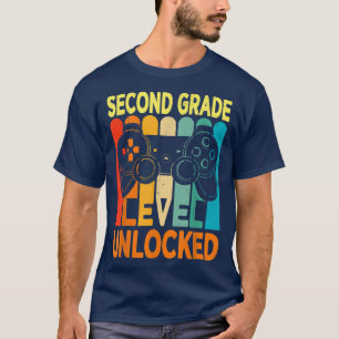 Hello Second Grade Level Unlocked Video Game Back T-Shirt