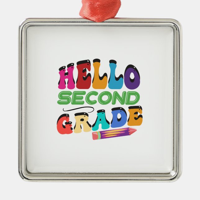 Hello Second Grade Metal Tree Decoration (Front)