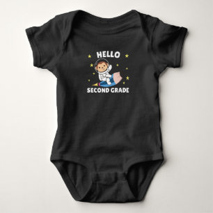 Hello Second Grade Monkey Astronaut Universe Baby Bodysuit