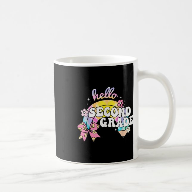 Hello Second Grade Pencil Bow Tie Dye Back To Scho Coffee Mug (Right)