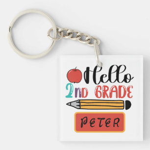 Hello Second Grade Personalised Back to School Fun Key Ring