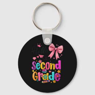 Hello Second Grade Preppy Back To School Boy Girl Key Ring