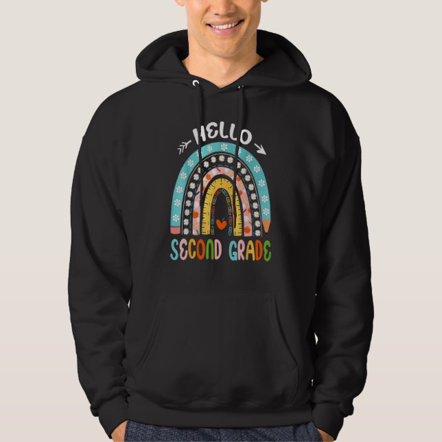 Hello Second Grade Rainbow Teacher Team 2nd Grade  Hoodie (Front)