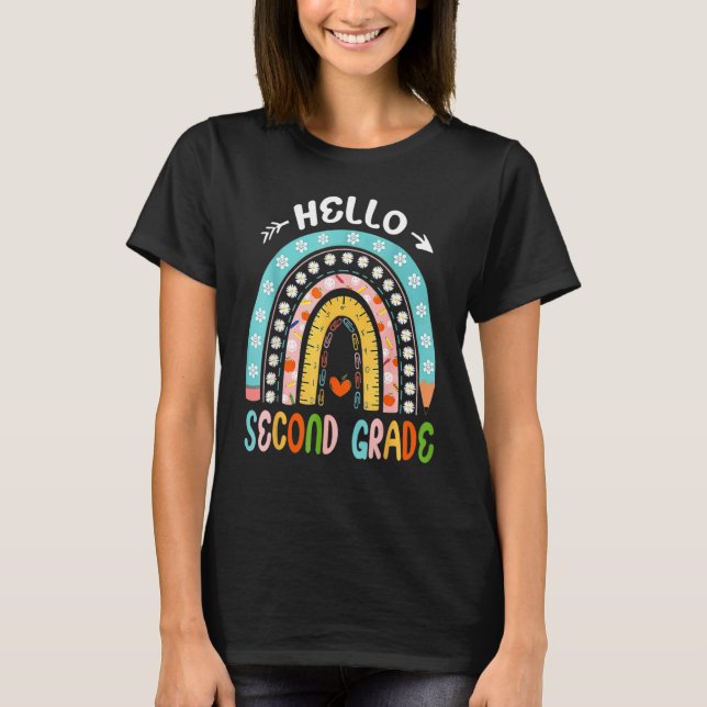 Hello Second Grade Rainbow Teacher Team 2nd Grade  T-Shirt (Front)