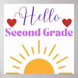 "Hello Second Grade" Sunshine Classroom Poster