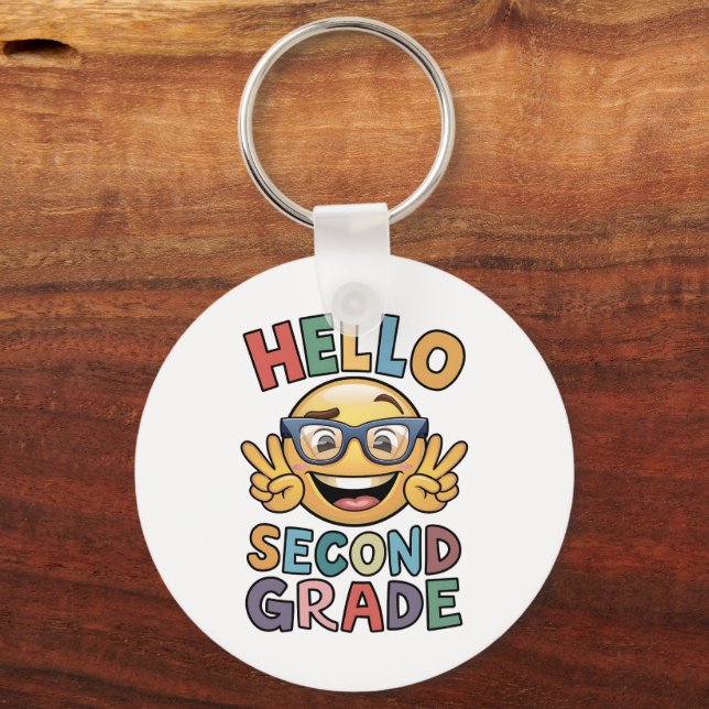 Hello Second Grade Teacher 2nd Grade Back School Key Ring (Front)