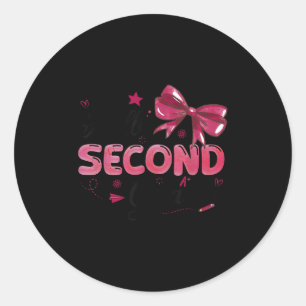 Hello Second Grade Teacher Coquette Bow Back To Sc Classic Round Sticker