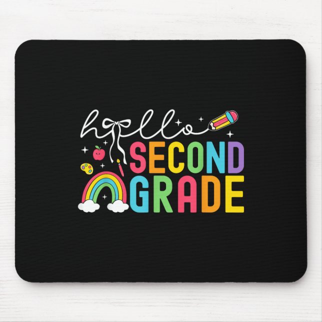 Hello Second Grade Teacher Coquette Bow Back To Sc Mouse Mat (Front)