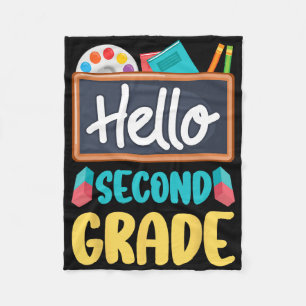 Hello Second Grade Teacher Students 2nd Grade Back Fleece Blanket