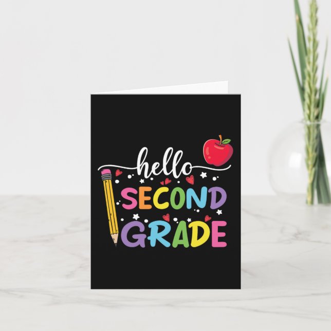 Hello second Grade Team 2nd Grade Back to School T Card (Front)
