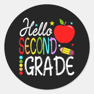 Hello Second Grade Team 2nd Grade Back to School T Classic Round Sticker