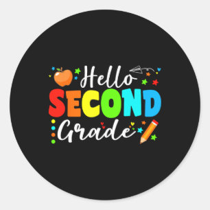 Hello Second Grade Team 2nd Grade Back To School T Classic Round Sticker