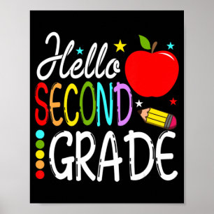 Hello Second Grade Team 2nd Grade Back to School T Poster