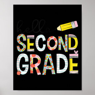 Hello Second Grade Team 2nd Grade Back To School T Poster