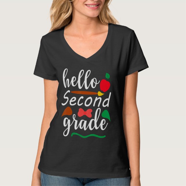 Hello Second Grade Team 2nd Grade Back To School T T-Shirt (Front)