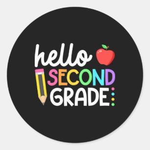 Hello Second Grade Team 2nd Grade Byck To School T Classic Round Sticker