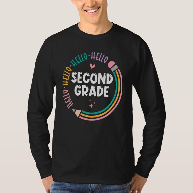 Hello Second Grade With Pencil Team 2nd Grade Back T-Shirt (Front)