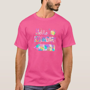 Hello Secondary Squad Back To School Tie Dye Kids T-Shirt