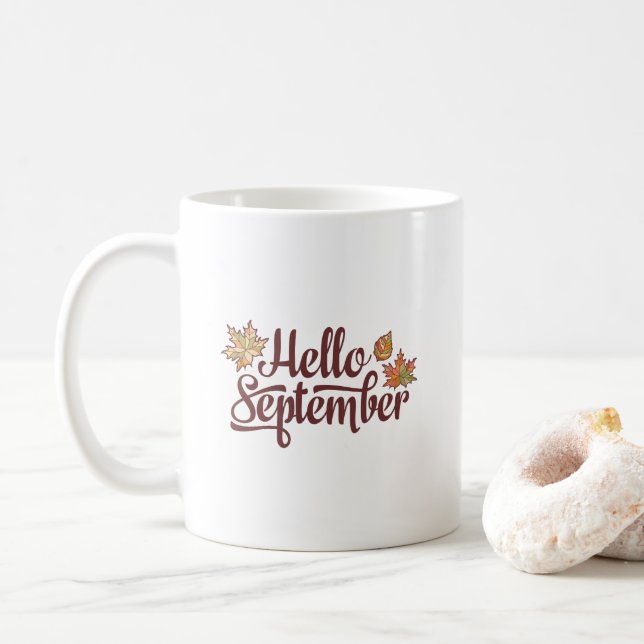 Hello September Fall Coffee Mug (With Donut)
