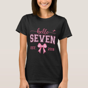 Hello Seven Est 2018 Coquette Bow 7th Birthday Gir T-Shirt
