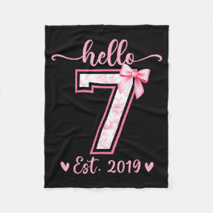 Hello seven est 2019 7th birthday girl coquette bo fleece blanket