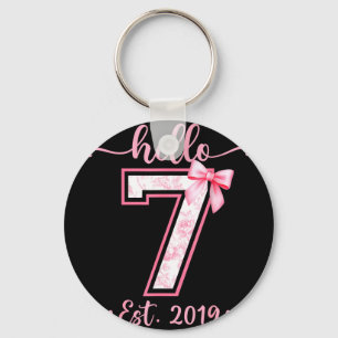Hello seven est 2019 7th birthday girl coquette bo key ring