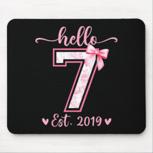 Hello seven est 2019 7th birthday girl coquette bo mouse mat