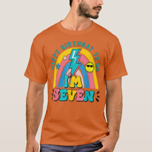 Hello Seven Rainbow I Am 7 Year Old Happy Birthday T-Shirt