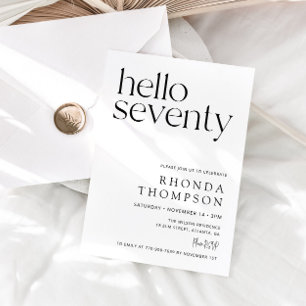 Hello Seventy Classic Simple 70th Birthday Invitation