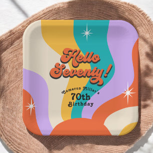 Hello Seventy Groovy 70's Birthday Party Paper Plate