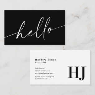 Hello Signature Minimalist Black & White  Business Card