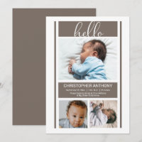 Hello Simple Minimalist Greige Baby Boy Birth  Ann