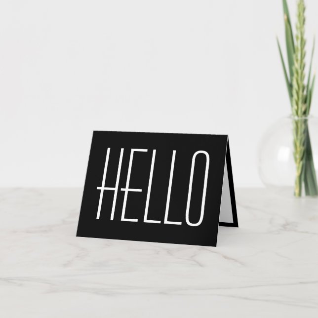 Hello Simple Minimalist Typography Black & White Card (Front)