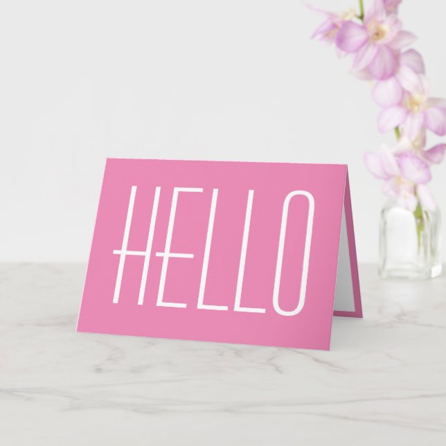 Hello Simple Typography Minimalist Girly Pink Card (Orchid)