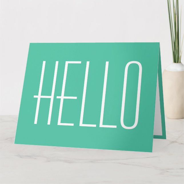 Hello Simple Typography Minimalist Green Modern  Card (Front)