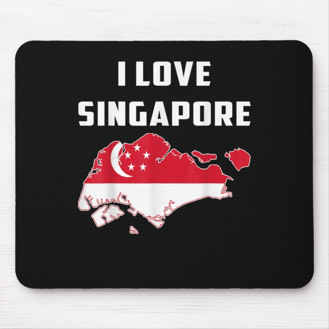 Hello Singare I Love Singare Map Flag Proud Singar Mouse Mat (Front)