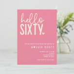 Hello Sixty 60th Birthday Modern Peach Minimal Invitation<br><div class="desc">Say "hello to sixty" with this modern and stylish birthday invitation. The pink background perfectly complements the ivory text and small heart detail, adding a touch of romance to the design. The fun and flirty text conveys a sense of excitement for the upcoming celebration. This contemporary and minimal invitation has...</div>